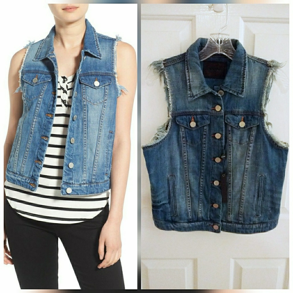 🎉HP! Blank NYC distressed denim vest Medium wash